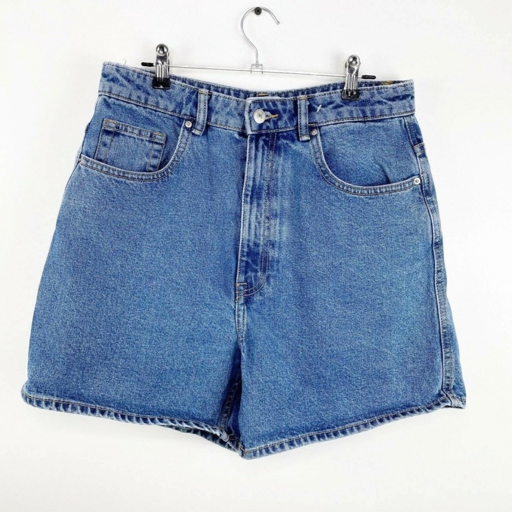 Zara Womens Blue High Waisted Denim Shorts Size 8 mom shorts 90s classic